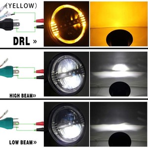 Jeep Wrangler 7 Inch Round <b>LED</b> Headlights 15000 Lm 6000K With <b>Stars</b> For Retrofit Upgrade - Product Image 3
