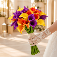 Luxuriöse PU Mini Calla-Lilien Realistische Brautstrauß Künstliche Blumen für Hochzeit Party Heim Vase Tisch Wohnzimmer Dekoration