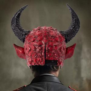 2025 Red Horror Devil Mask Spooky Demon Long Horn Prank Helmet Puesta en escena Carnival Halloween Party Mask - Product Image 5