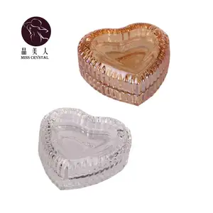 Jarras boreales con forma de corazón para boda y fiesta, almacenamiento de vidrio transparente, con tapa, estilo europeo