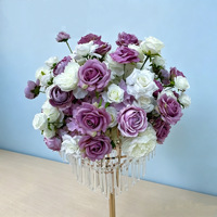 Boule de fleurs artificielle NINI Factory en soie violette et blanche, centre de table de mariage, arrangement floral pour la décoration de banquets et de fêtes