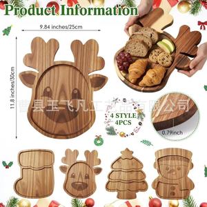 Christmas Acacia Wood Serving <b>Tray</b> Set 30cm Holiday Fruit <b>Snack</b> Platter Home Decorative Dishware - Product Image 2