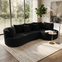 Canapé d'angle sectionnel moderne de luxe trois places en velours pour appartement et hôtel, salon inclinable en mousse sans armature
