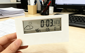 Horloge de bureau numérique LCD en plastique <span class=keywords><strong>simple</strong></span>, acceptable pour les OEM, avec thermomètre et hygromètre électroniques pour la décoration du salon et de la chambre à coucher - Product Image 3