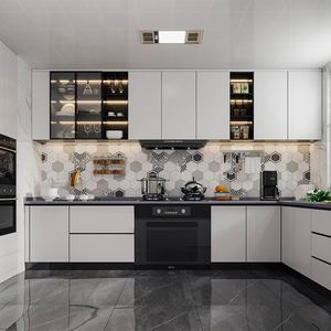Accessoires pour meubles de cuisine blancs brillants : robinet, glissière de tiroir, charnière, panier de tiroir, pour villas, surface solide en marbre artificiel - Product Image 1