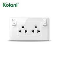 Enchufe de Pared Doble Estándar Tailandés Kolani Tipo 120, 6 Orificios, 16A 250V, Tomacorriente Empotrado, Interruptor Independiente de Encendido/Apagado con Indicador LED