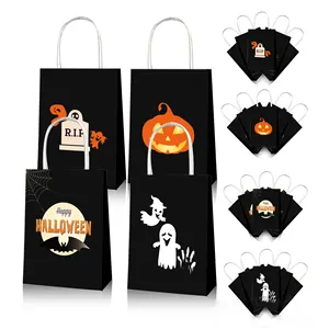 Halloween gift bags kids candy bag luminous fluorescent design party favors kraft paper bag with handle