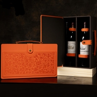 En stock articles en cuir orange personnalisés portables boîte-cadeau de vin pour 2 bouteilles de vin boîte-cadeau de vin Shunstone grossiste