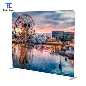 TianLang Venta caliente 8ft redondo tensión tela retroiluminada, Feria Comercial 3D LED telón de fondo banner para stand - Product Image 4