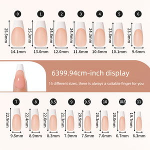 Lot de 9 faux ongles français blancs en acrylique, prêts à poser, pour manucure DIY, vente en gros - Product Image 3