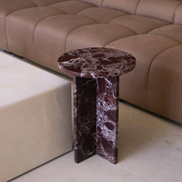 Table basse de salon en marbre Rosa Levanto Cammy Stone, style moderne et épuré, table d'appoint multifonctionnelle, mobilier de maison