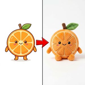 Peluche personnalisée mignonne en forme de <span class=keywords><strong>mandarine</strong></span> avec joues rouges, confectionnée sur mesure selon l'illustration unique du client - Product Image 1