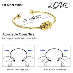 Pulsera de Acero Inoxidable con Letra 'Mamá', Cable de Oro de 18K, Corazón de Titanio, Regalo para Mujer - Product Image 5