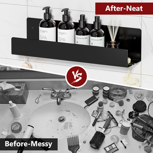 홈 스토리지 16인치 욕실 샤워 선반 정리함, 304 스테인리스 스틸 플로팅 샤워 선반 대용량, 무광 블랙 - Product Image 5