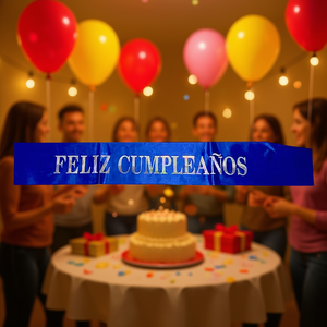 Écharpe d'anniversaire bleue avec lettres irisées, décorations élégantes pour fête, sac de 12 pièces - Product Image 3