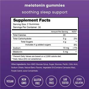 60 Gomitas para Dormir para Adultos, Ricas <span class=keywords><strong>en</strong></span> <span class=keywords><strong>Vitamina</strong></span> <span class=keywords><strong>B6</strong></span> y Melatonina, Orgánicas, Veganas, para el Apoyo de la Memoria - Product Image 3