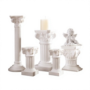 Candelabro de Resina Blanca con Columna Romana y Pedestal de Querubín para Mesa de Boda y Decoración del Hogar - Product Image 1