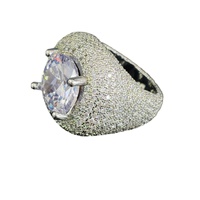 Bague unisexe tendance en gros, nouvelle, grande, en zircon, style hip-hop européen, polyvalente, avec incrustation de cuivre en forme d'œuf de pigeon, plaquée or, pour usage quotidien