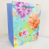 Sac cadeau floral aquarelle personnalisé, sac fourre-tout en papier avec estampage doré et poignée en corde pour mariage, anniversaire, fête
