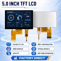 Module LCD TFT personnalisé de 5 pouces, résolution 800x480, rétroéclairage LED TN RGB 40 broches, luminosité 300 cd/m², écran tactile HMI de 5 pouces