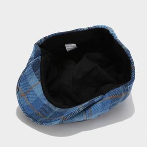 Boina de Moda para Mujer, Otoño Invierno, Diseño a Cuadros y Rayas, Boina Británica Vintage para Hombre, Gorra de Pintor, Gorra Newsboy - Product Image 5