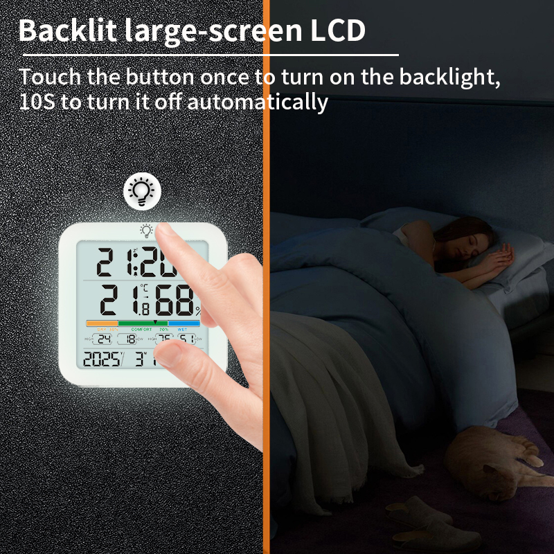 Digital Color Screen Weather Station Clock – Indoor Humidity & Temp Sensor - View 4