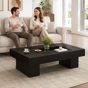 Tavolino da Caffè Stile Rustico con Finitura Venata Calda, Illuminazione RGB, Telecomando e Vano Portaoggetti Integrato, Arredamento Rustico per Cabina - Product Image 4