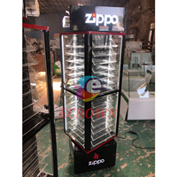 Présentoir à bande zippo en bois de luxe Présentoir de magasin de détail Rotatif zippo Sangle Briquet Vitrine avec serrures