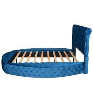 Giường ngủ tròn hiện đại phong cách nhẹ nhàng sang trọng, cỡ Queen hoặc <span class=keywords><strong>Full</strong></span>, có ngăn chứa đồ, màu xanh dương - Product Image 5