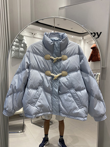 Chaqueta corta acolchada de Invierno para mujer 2025 con botones de cuerno, abrigo de plumón de pato blanco cálido a la moda, pequeño, nuevo cuello levantado de invierno - Product Image 4