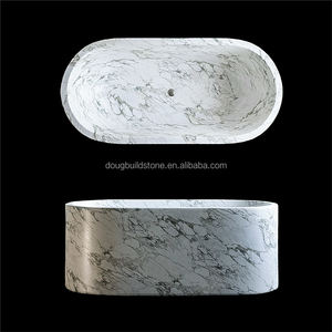 <span class=keywords><strong>Baignoire</strong></span> ovale autoportante en marbre blanc de Carrare poli, fabriquée à la main par Dougbuild Factory, surface solide naturelle, produit très demandé - Product Image 6