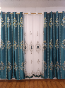 Rideau jacquard populaire en Afrique, occultant total, double couche, avec voile brodé - Product Image 3