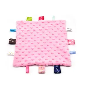 Baby Soothing Plush Blanket with Colorful Tags Square Sensory Toys Baby lovely Security Blankets