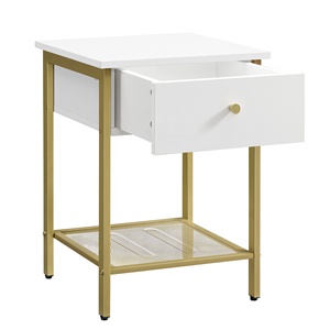 <span class=keywords><strong>VASAGLE</strong></span> <span class=keywords><strong>Table</strong></span> de chevet moderne en or blanc avec tiroir <span class=keywords><strong>Table</strong></span> d'appoint avec grille pour chambre à coucher et salon - Product Image 3