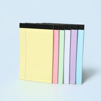 Bloc-notes compact 6 couleurs non adhésif à lignes rayées, 30 feuilles, papier couleur unie, style brique, pour l'approvisionnement transfrontalier