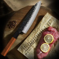 Couteau de chef chinois en acier inoxydable 3Cr13, multi-usages, à lame en forme de saule, traité thermiquement, forgé à la main, style antique rétro