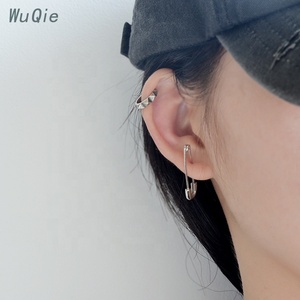 Wuqie Hot Sale Fashion <strong>Gold</strong> Plated Hoop Paper <strong>Clip</strong> <strong>on</strong> <strong>Earrings</strong> 925 Silver Jewelry Simple Design for Couples - Product Image 6
