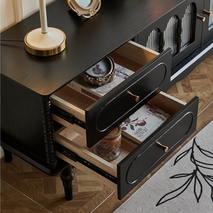Meuble TV rétro français en bois massif My Nest, 2 m de long, avec tiroirs de rangement, meubles de salon, style américain - Product Image 4
