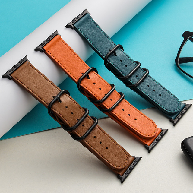 High Quality Genuine Leather Watch Band for apple Watch 3/4/6/7/SE Leather Straps Men 38/40/41mm 42/44/45mm