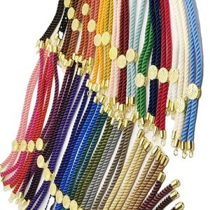 Bracelet en cordon milanais multicolore vierge, base de bijoux pour bracelets DIY avec motif Arbre de Vie doré, à personnaliser avec fil ou cordon - Product Image 1