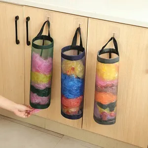 Dapur tas belanja pemegang rumah kantong plastik pemasangan dinding Dispenser menggantung penyimpanan kantong sampah pengatur sampah