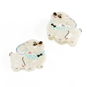 OBM 6.5cm Cute White with Blue Grid <b>Scarf</b> Dog Hair Claw Splicing Engraved Paint Acetate Hair Clip Customize Wholesale Claw Clip - Product Image 1
