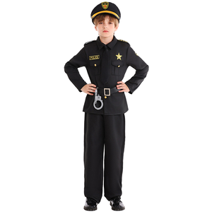 Costume d'Halloween pour enfant Costume de policier noir professionnel pour garçon Cosplay lors des fêtes et des vacances - Product Image 1