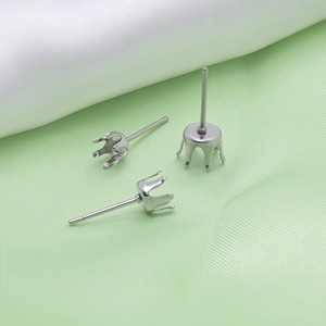Stainless Steel Six Prong Earring <b>Posts</b> <b>Round</b> Studs Jewelry Findings For DIY Earrings Accessories 18K Gold Plated Silver Color - Product Image 3