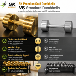 Haltères à tête ronde en chrome doré SK Factory pour la remise en forme, 2,5-150 <span class=keywords><strong>kg</strong></span>, haltères en <span class=keywords><strong>fonte</strong></span> électro-plaquée, couleur personnalisée, vente en gros - Product Image 3