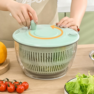 Kitchen Plastic Manual <b>Vegetable</b> Salad Spinner Rotary Handle Colander Draining and Slicer Chopper with 6 Blade for Cooking - Product Image 5