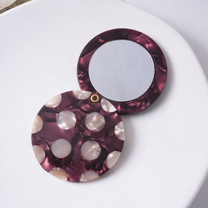 Wholesale Custom Fashion Jewelry Portable Makeup <b>Small</b> <b>Mirrors</b> Circular Rotary Cover Style Acetate <b>Mirrors</b> - Product Image 3