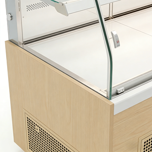Vitrine Réfrigérée Commerciale pour Pâtisseries, Effet Bois, Verre Courbé, 2 Portes, Étagères Réglables, Ventilée - Product Image 3