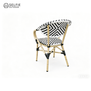Chaise de salle à manger d'extérieur moderne en alliage d'aluminium et en rotin PE, entièrement imprimée en couleur - Product Image 2