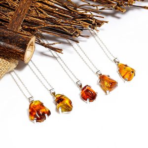 Collar con Colgante de Gema de Ámbar, Plata de Ley 925, 18 Pulgadas, Cristal Curativo, Joyería de Boda, Engaste de Bisel, Color Dorado - Product Image 5